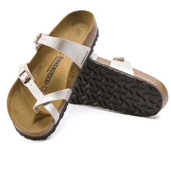 NWT Birkenstock Mayari White Birko-Flor Leather Slide Sandals 9- 9-5 NARROW - Picture 6 of 10